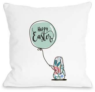 One Bella Casa Happy Easter Balloon - White 16x16 Pillow by OBC