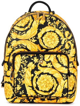Versace Baroque-print leather backpack - ShopStyle
