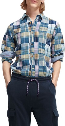 Scotch & Soda Men's Regular Fit Plaid Cotton Flannel Button-Up Shirt