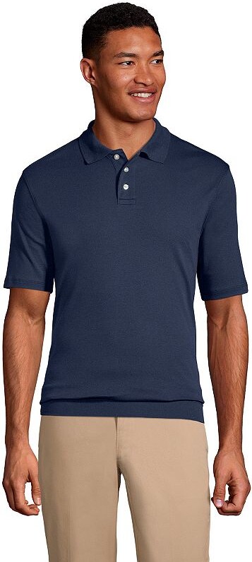 Men's Lands' End Short Sleeve Banded Bottom Polo Shirt