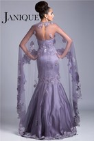 Thumbnail for your product : Janique - Full Length Floral Strapless Sweetheart Lace And Satin Mermaid Evening Gown With Cape JQ3412