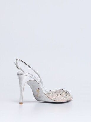 Rene Caovilla Aretha slingbacks in nylon with embroidered