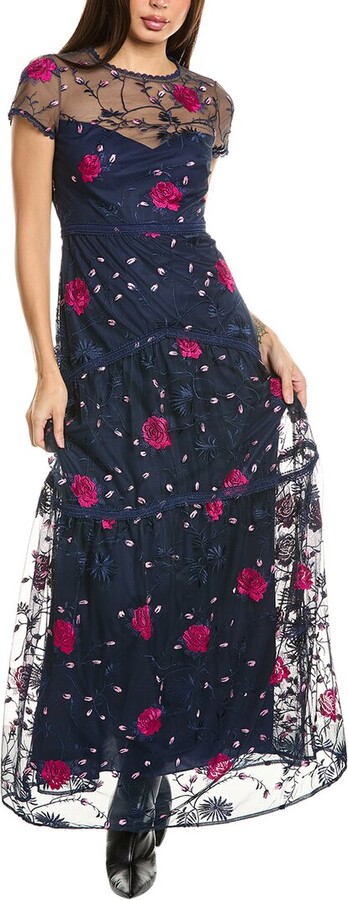 ML Monique Lhuillier Embroidered Tulle Gown