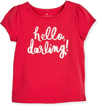 Kate Spade Hello Darling Stretch Jersey Tee, Pink, Size 7-14
