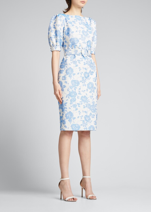 badgley mischka ivory bell sleeve dress