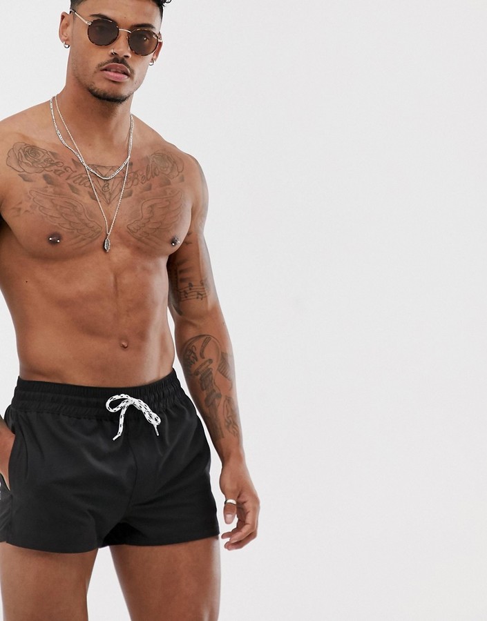 ASOS DESIGN swim shorts in black super short length - ShopStyle