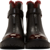 Thumbnail for your product : Kenzo Black & Burgundy Leather Zip-Up Combat Boots