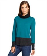 Thumbnail for your product : Magaschoni teal charcoal and black colorblock turtleneck cashmere sweater
