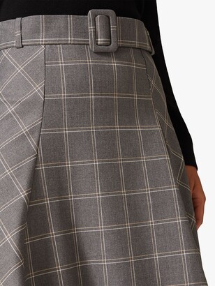 Phase Eight Check A-Line Skirt, Grey