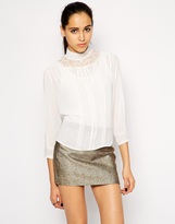 Thumbnail for your product : Cynthia Vincent Embroidered Blouse With High Neck