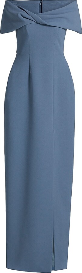 Catherine Regehr Women's Crêpe Twist Off-the-Shoulder Gown - Blue - Size 2