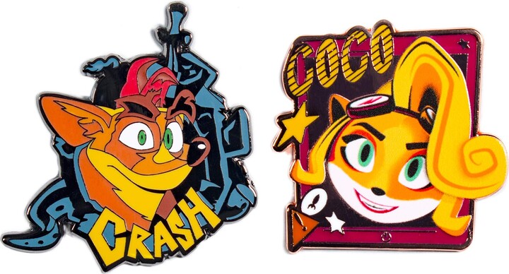 Numskull Pin Kings Official Crash Bandicoot Crash And Coco Collectible Metal Enamel Pin Badges