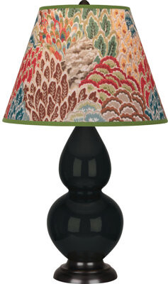Robert Abbey Small Double Gourd Accent Lamp - Obsidian, Deep Patina Bronze - Fall Floral Shade