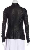 Thumbnail for your product : Rick Owens Rib Knit-Trimmed Leather Jacket