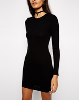 Thumbnail for your product : ASOS PETITE Long Sleeve Bodycon Rib Mini Dress