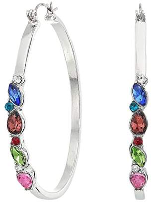 GUESS Hoop w/ Multicolored Stone Side Detail Earrings (Multi) Earring
