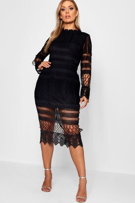 lace panelled open back midi dress
