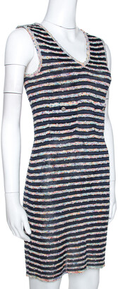 Chanel Multicolor Textured Stripe Knit Shift Dress S