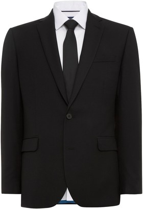 Burton Mens Big & Tall Black Essential Skinny Fit Suit Jacket, Black