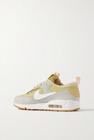 Thumbnail for your product : Nike Air Max 90 Futura Leather-trimmed Suede And Canvas Sneakers - Gold