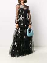 Thumbnail for your product : RED Valentino Sheer Floral Applique Gown