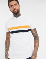 Thumbnail for your product : ASOS DESIGN DESIGN polo shirt with contrast panels in white