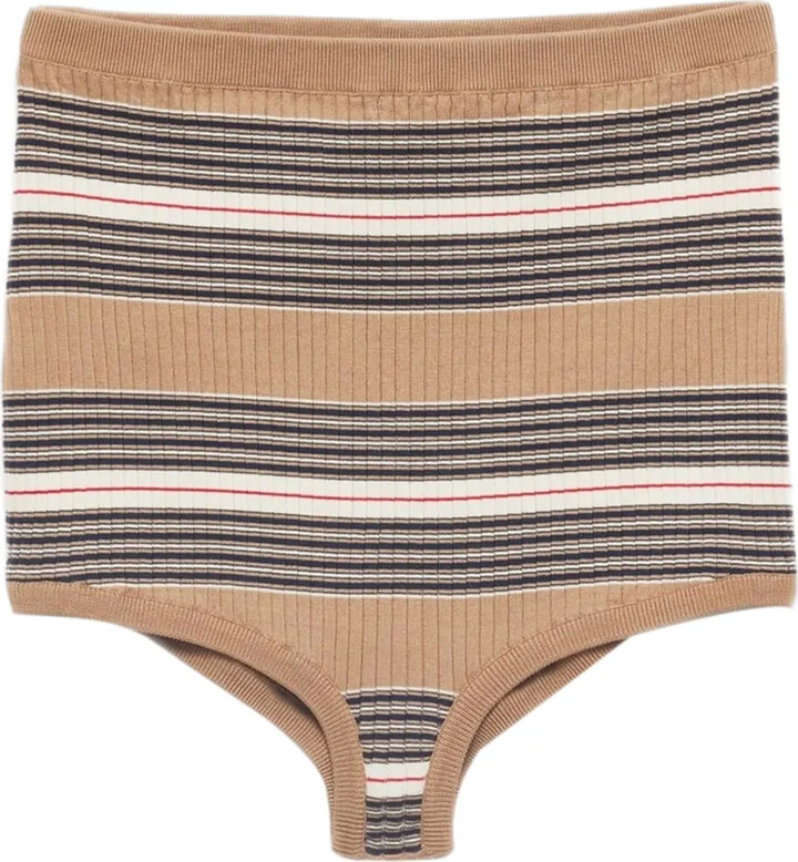 Prada Striped Ribbed Mini Shorts