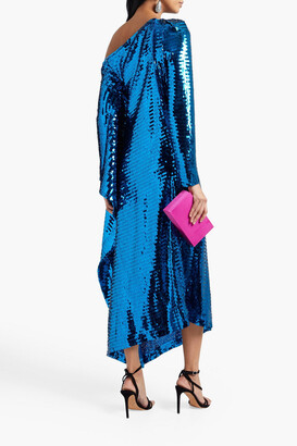 Roland Mouret Castro off-the-shoulder draped sequined tulle midi dress
