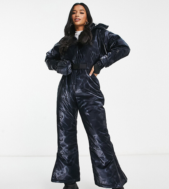 ASOS 4505 Petite ski hi-shine all in one suit in navy - ShopStyle