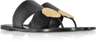 Tory Burch Black Leather Patos Disc Sandals