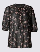 Thumbnail for your product : Marks and Spencer PLUS Floral Print V-Neck 3/4 Sleeve Tunic