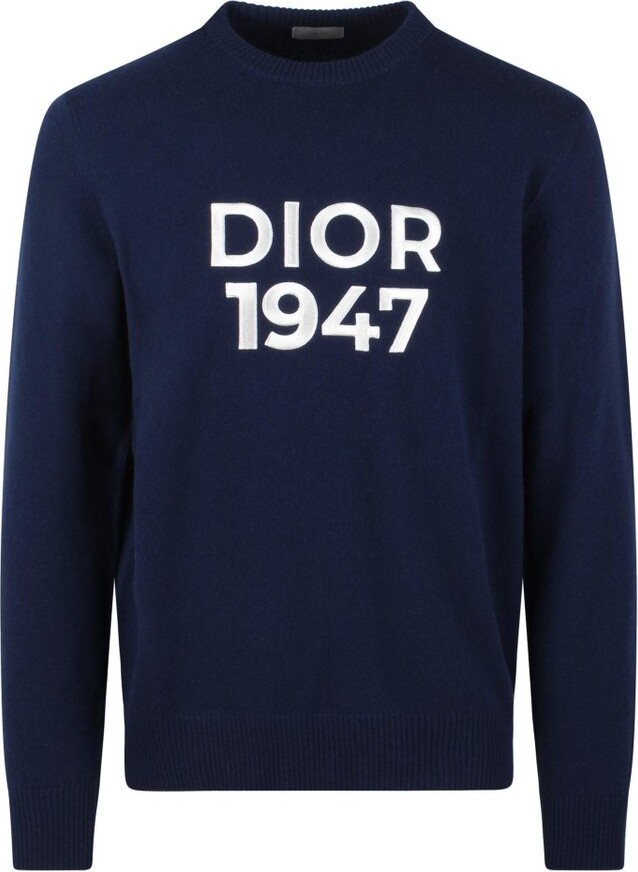 Crew Neck Dior Monogram Sweater Christian Dior Logo Printed Knit