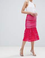 Thumbnail for your product : ASOS Tall Premium Occasion Lace Pep Hem Midi Skirt Co-Ord