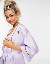Thumbnail for your product : Juicy Couture satin robe with embroidered back logo in lilac