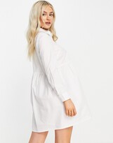 Thumbnail for your product : ASOS Petite DESIGN Petite organic cotton mini smock shirt dress in white