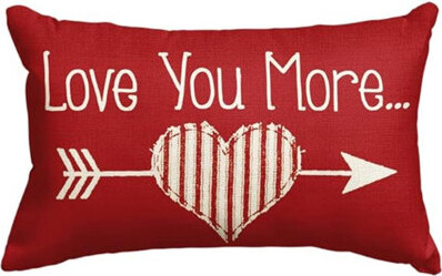Prime made Valentine's Day Love You More Arrow Love Heart Throw Pillow Cover, 12 X 20 Inch Red Cushion Case Decoration For Sofa Couch