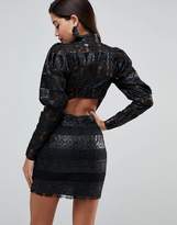 Thumbnail for your product : ASOS Edition Embossed Pu And Lace Cocktail Mini Dress
