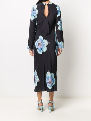 Rixo Floral Print Long-Sleeve Maxi Dress