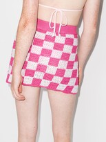 Thumbnail for your product : Frankie's Bikinis Jasper Checked Crochet Mini Skirt