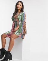 Thumbnail for your product : Glamorous Petite smock dress in retro patchwork