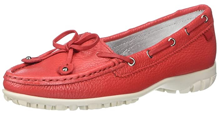 Ladies Real Leather Strawberry Pink Flat Loafers with Bar & Tassel Nautical 