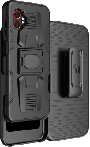 Nakedcellphone Rugged Case Stand Belt Clip Holster for Samsung Galaxy XCover 7 Pro - Black