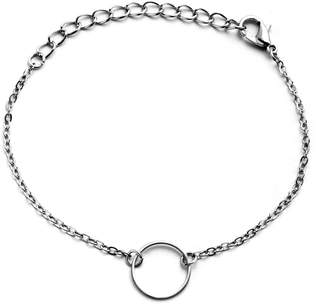 Romwe Silver Plated Hollow Circle Chain Bracelet