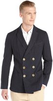 Thumbnail for your product : Giorgio Armani navy blue pique cotton double breasted cotton jacket