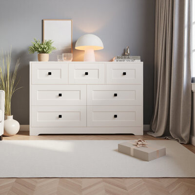 Chest Of Drawer With 7 Drawers White Color Farm Door