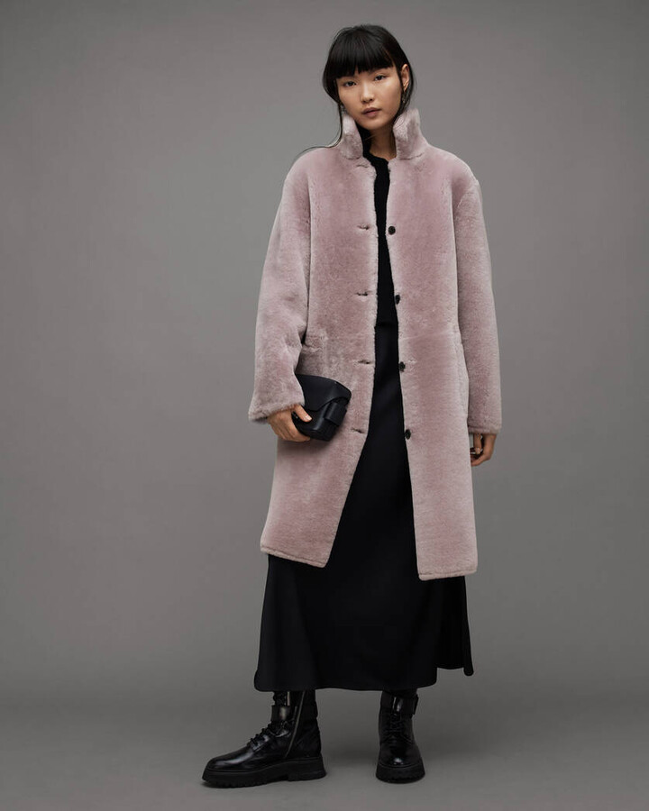 AllSaints Monument Eve Wool Blend Coat | Size 0 | Black - ShopStyle