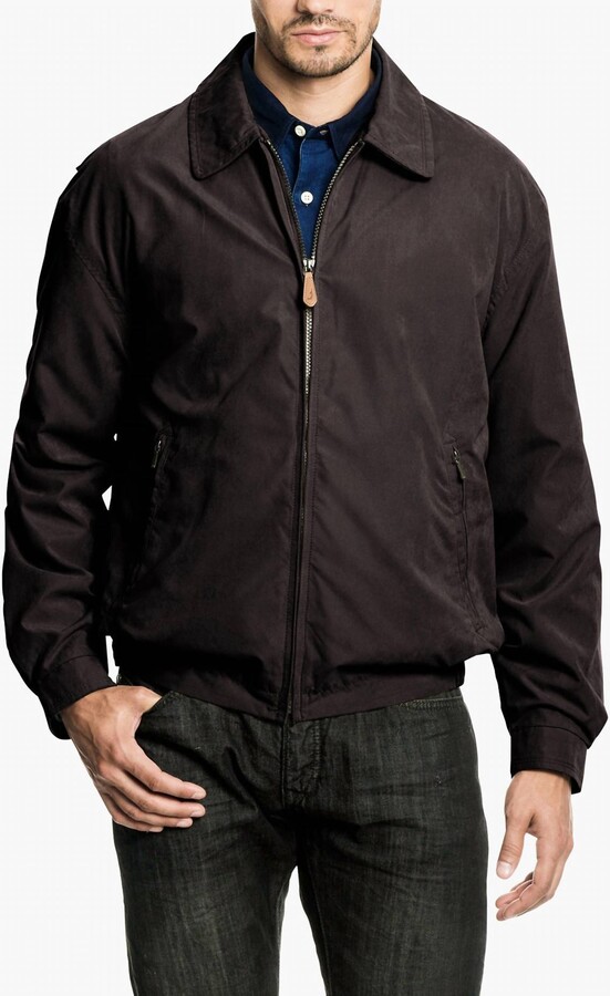 London Fog Auburn Light Weight Zip Front Golf Jacket In Dark Brown