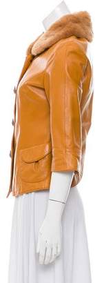 Marc Jacobs Fur-Trimmed Leather Jacket