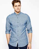 Thumbnail for your product : Antony Morato Denim Shirt With Anchor Print - Blue