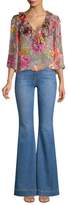 Thumbnail for your product : Alice + Olivia Jeans Beautiful High-Rise Unfinished, Split & Frayed Hem Flared Jeans